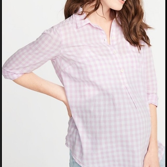 Old Navy Pink Gingham Button Down Shirt - Picture 5 of 11